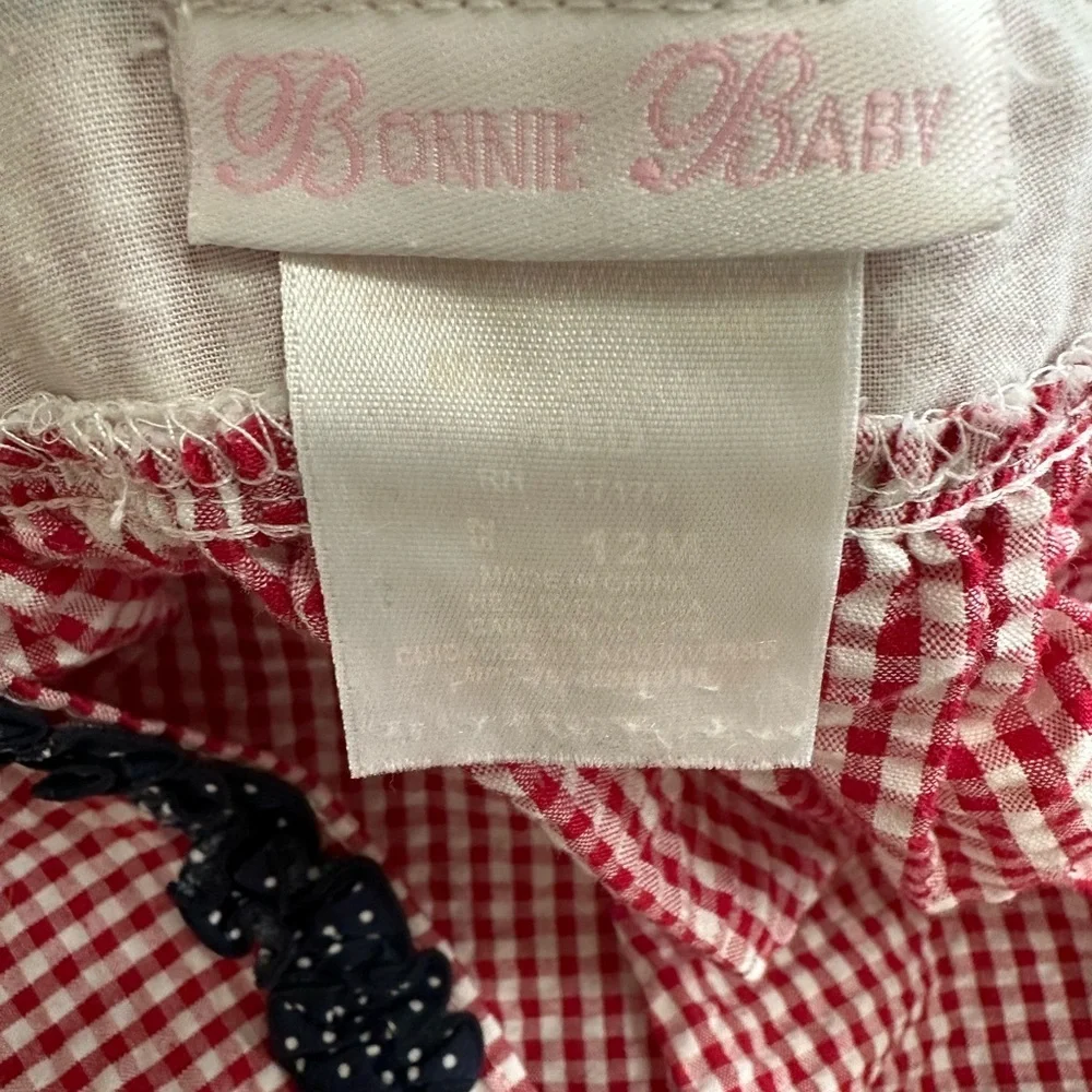 Bonnie Baby Girl’s 4th of July Gingham Dress Red White Blue Ruffle Patriotic